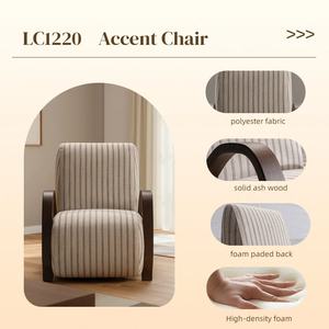 Fauteuil d'appoint moderne de luxe pour salon avec accoudoirs en bois massif cintrés, idéal pour salon, chambre, appartement, hôtel - Product Image 2