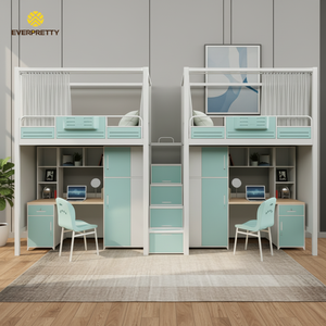 Lit superposé en métal moderne pour dortoir scolaire, mobilier de chambre, système de lit avec armoire intégrée, gain de place, pour enfants et adolescents, CE - Product Image 1