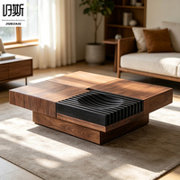 Table basse carrée moderne faite à la main, convertible, avec rangement, design pliable pour petits appartements, en bois durable, multifonctionnelle pour la maison