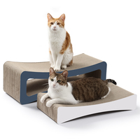 Coussin gigogne 2-en-1 et griffoir pour chat, lit pour chat en carton ondulé réversible et incurvé, planche à griffer pour chats d'intérieur