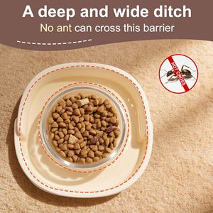 Bol pour <span class=keywords><strong>chat</strong></span> anti-<span class=keywords><strong>fourmis</strong></span>, anti-déversement, pour nourriture et eau, en verre de qualité alimentaire, antidérapant, surélevé - Product Image 2