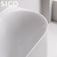 Baignoire autoportante moderne en acrylique blanc avec drain, profonde, pour salle de bain
