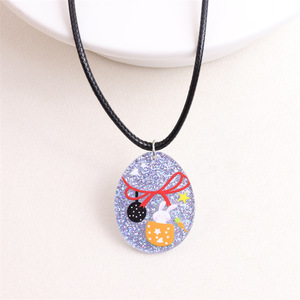 Collane con Ciondolo a Forma di Uovo e Coniglietto Colorati per Decorazioni Pasquali, Regalo per Feste di Pasqua, Collana Pasquale in Acrilico Colorato - Product Image 3