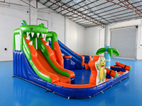 Toboggan aquatique gonflable sur le thème des dinosaures crocodiles, parc aquatique gonflable commercial, équipement de jeu gonflable pour enfants en plein air
