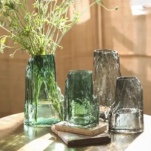 Kreative Vintage Wohnzimmer Glas vasen Weins chrank Home Tisch dekoration Farbige Glas Blumenvase