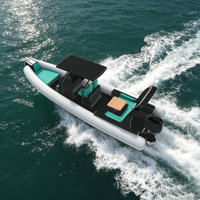Bateau semi-rigide gonflable de 28 pieds, coque en fibre de verre, tube en Hypalon Orca, coque étagée, haute vitesse, loisirs en famille