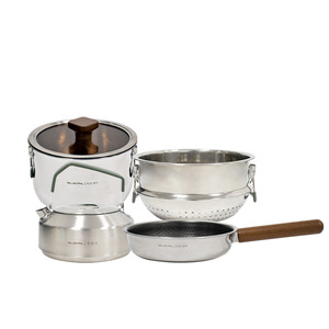 Juego de Utensilios de Cocina para Acampar al Aire Libre Buerk, 4-5L, Acero Inoxidable, Antiadherente, Portátil, para Uso Familiar - Product Image 2