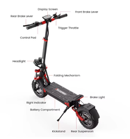 Scooter électrique pliable étanche à double amortissement, moteur brushless haute puissance 500W 48V, charge maximale 120 kg