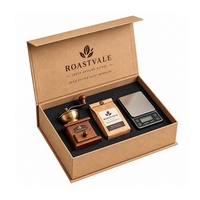 Boîte cadeau rigide personnalisée en kraft avec couvercle rabattable et insert en mousse pour moulin à café, balance, grains et accessoires de barista