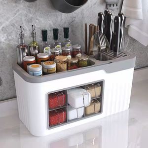 Multi-Functional <b>Kitchen</b> <b>Storage</b> Rack Modern Plastic Floor Spice Organizer Knife Holder Oil Salt Sauce Vinegar <b>Storage</b> Rack - Product Image 3