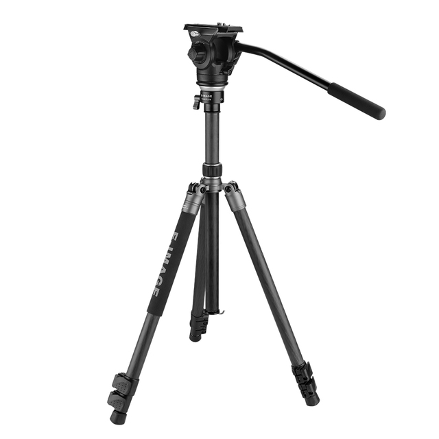 E-IMAGE TC604 PLUS 2-in-1 Portable Carbon Fiber Travel Tripod/Monopod With Compact Fluid Head