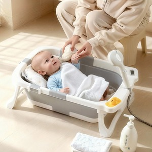 <span class=keywords><strong>Baignoire</strong></span> bébé pliable triple, design portable à 3 plis, <span class=keywords><strong>baignoire</strong></span> pour enfants légère et pliable, bassin de douche pour nouveau-né et tout-petit, utilisation à domicile - Product Image 2