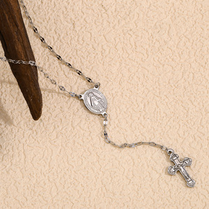 Collar <span class=keywords><strong>de</strong></span> Acero Inoxidable con Colgante <span class=keywords><strong>de</strong></span> Cruz <span class=keywords><strong>de</strong></span> Jesús y Virgen María, Chapado en Oro <span class=keywords><strong>de</strong></span> 18k, Resistente al Deslustre - Product Image 6