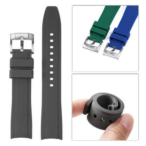 Factory Wholesale Stainless Steel Buckle Silicone Watch <b>Strap</b> for 20mm 22mm Curved End Sport Waterproof Pin Buckle - Product Image 2