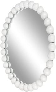 Large 70*70 <strong>White</strong> Round Beaded Wall <strong>Mirror</strong> for Decor <strong>Circle</strong> Hanging <strong>Mirror</strong> for Bathroom Bedroom Living Room - Product Image 4