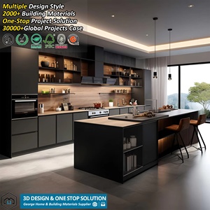 Gabinetes <span class=keywords><strong>de</strong></span> <span class=keywords><strong>Cocina</strong></span> Modernos <span class=keywords><strong>de</strong></span> <span class=keywords><strong>Madera</strong></span>, Duraderos y <span class=keywords><strong>de</strong></span> Lujo, Gabinetes <span class=keywords><strong>de</strong></span> <span class=keywords><strong>Cocina</strong></span> Negros con Encimeras - Product Image 1