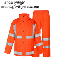 300D PU Sanitation Adult Raincoat Jacken hose Set Doppels chicht Atmungsaktiv Reflective Split für Poncho Pattern Water proof Windpr
