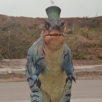 Costume de dinosaure Cryolophosaurus animatronique grandeur nature de Zigong, réaliste, pour événements en extérieur, jardins, parcs d'attractions, maisons de jeux, centres commerciaux et événements FEC