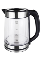 Bouilloire électrique sans fil 1500W en verre borosilicate haute résistance, fonction maintien au chaud, capacité 2.0L, arrêt automatique, protection contre l'ébullition à sec, usage domestique