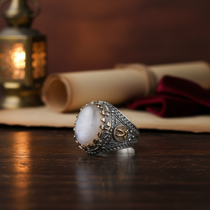 Ottoman Sultan <b>Mens</b> Agate Gemstone <b>Ring</b> 925 Sterling <b>Silver</b> Classic Turkish Style Engagement Anniversary Gift Party <b>Ring</b> - Product Image 3