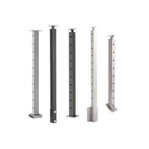 Decorative Composite Square Glass Railing Stainless Steel Side Mounted Balustrade Posts