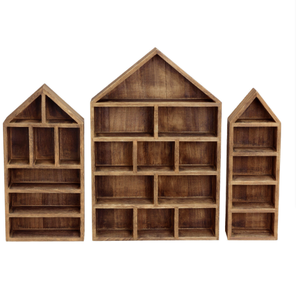 アンティーク小像ミニチュアコレクションディスプレイキャビネット環境に優しい木製ディスプレイスタンドハウス型ハンギングデザイン - Product Image 5