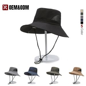 Chapeaux de pêcheur personnalisés, brodés, avec cordon de serrage, respirants, pour les activités de plein air estivales, les voyages, la pêche - Product Image 2