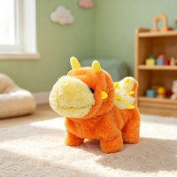 W2TOY Mainan Boneka Bergerak Naga Dinosaurus Pemancar Api Teman Hewan Peliharaan Kartun Elektrik Berjalan LED Grosir Pabrik OEM ODM Mainan AI3+