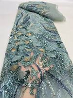 Tissu de dentelle africaine fait main pour mariée avec perles