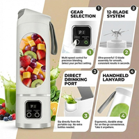 Draagbare blenderbeker, draadloos, mini USB, 6/12 messen, 3.7/7.4V oplaadbare sapcentrifuge beker voor smoothies en shakes