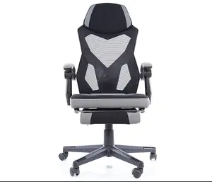 Chaise de jeu ergonomique de style course, chaise de bureau en maille avec dos en plastique