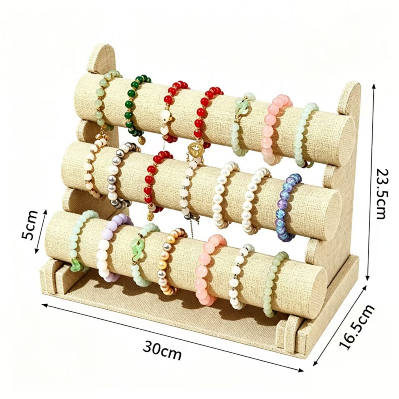 Porta pulseras de lino de tres capas
