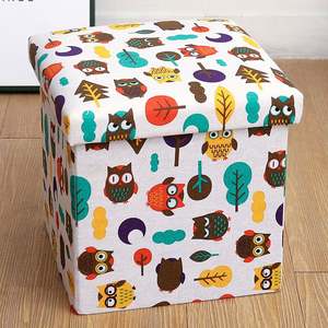 Boîte de rangement, banc ottoman en tissu de lin, cube de rangement, coussin moelleux, tabouret - Product Image 1