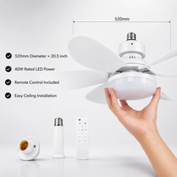 Ventilateur de plafond LED moderne de 20,5 pouces avec lumière et télécommande, 40W, 2-en-1, ventilateur de plafond à économie d'énergie pour chambre à coucher, salon