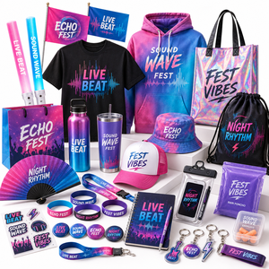 Set de Regalos Promocionales para Festivales de Música y Conciertos con Logotipo Personalizado, Soluciones Integrales de Mercancía para Eventos en Vivo, Giras y Activaciones de Fans - Product Image 1