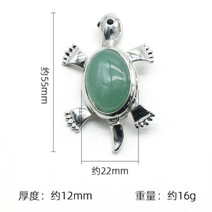 Pingente de pedra natural para colares <span class=keywords><strong>DIY</strong></span>, pingente de platina com broche de tartaruga e pedras preciosas - Product Image 3