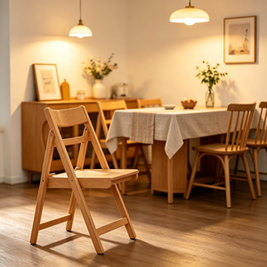 Scandinavian Wooden Foldable <b>Chair</b> With Solid <b>Back</b> Modern Living Room Furniture For Home Dining - Product Image 3