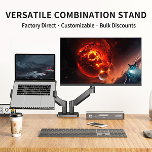 Dual Arm 2 In 1 Combo Laptop Mount With Adjustable Tray For 10-17'' Notebook With VESA <strong>Computer</strong> Gas Spring Monitor Arm For 13-32 - Product Image 2