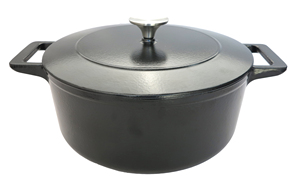 Casserole <span class=keywords><strong>en</strong></span> fonte émaillée noire mate, 27 cm, 5,4 L, faitout pour la cuisine à domicile, compatible gaz, induction et plaque électrique. - Product Image 2