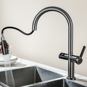 Automatic Touchless Brass Gun Grey Grifos De Cocina Con <strong>Sensor</strong> 360 Rotating Infrared Smart Digital Faucet Kitchen Pull Out <strong>Taps</strong> - Product Image 4