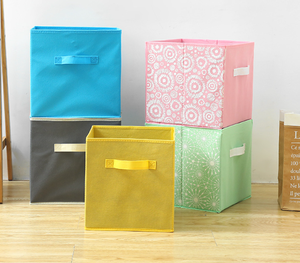 Boîte de rangement pliante en tissu non tissé personnalisée, <span class=keywords><strong>organisateur</strong></span> de cubes avec poignées, carré multifonction en tissu pour placard, jouets et vêtements - Product Image 2