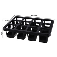 Plateau de 12 alvéoles rectangulaires pour semis, en plastique, avec réservoir d'eau, support pour plantes succulentes, grille fixe pour pots de 7x8 cm, noir et blanc