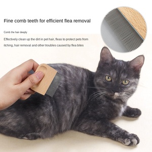 卸売の無垢ブナ材と金属製のペット用ノミ取り櫛（猫用） - Product Image 5
