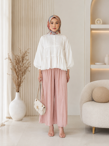 SIPO 2023 modesto y cómodo conjunto de 2 piezas para mujer nuevo EID Color sólido traje de cuello redondo Formal plisado de punto colección 2023 - Product Image 1