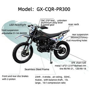 รถจักรยานยนต์ GX-CQR-PR300(4V) 4 จังหวะ 300 ซีซี ระบายความร้อนด้วยอากาศ SOHC สี่วาล์ว สูบเดียว สตาร์ทแบบบาลานเซอร์  ระบายความร้อนด้วยอากาศ 4 จังหวะ - Product Image 2
