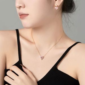Dylam Specially 2024 Valentine's Day Gift S925 <b>Silver</b> Sparkling Clear Pinky 5A Cubic Zirconia Heart Shape Dangle <b>Stud</b> <b>Earrings</b> - Product Image 4