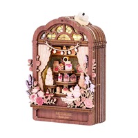 Hamaileon Aimant de réfrigérateur magnétique, Ornement en bois, Scène miniature de pâtisserie française, Artisanat en bois, Lumière LED, Fait main, Décoration murale