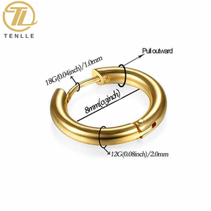 316l Chirurgica In <span class=keywords><strong>Acciaio</strong></span> Inox Ritaglio Huggie Orecchino ad <span class=keywords><strong>anello</strong></span> per le Donne degli uomini - Product Image 2