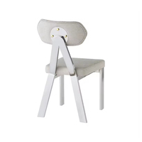 Nouvelle Chaise de Salle à Manger en Acier Inoxydable Doré Titane, Design Innovant, Dossier Triangulaire, Revêtement en Tissu Lin, Chaise d'Appoint pour Villa