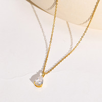 Bijouterie Vente en gros Collier en acier inoxydable plaqué or 18 ct Collier étanche goutte d'eau CZ Griffe pour femme